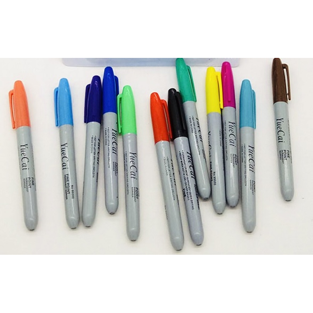 SET 24 MARCADORES PERMANENTES PUNTA GRUESA YUECAI COLORES