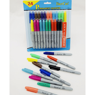 SET 24 MARCADORES PERMANENTES PUNTA GRUESA YUECAI COLORES