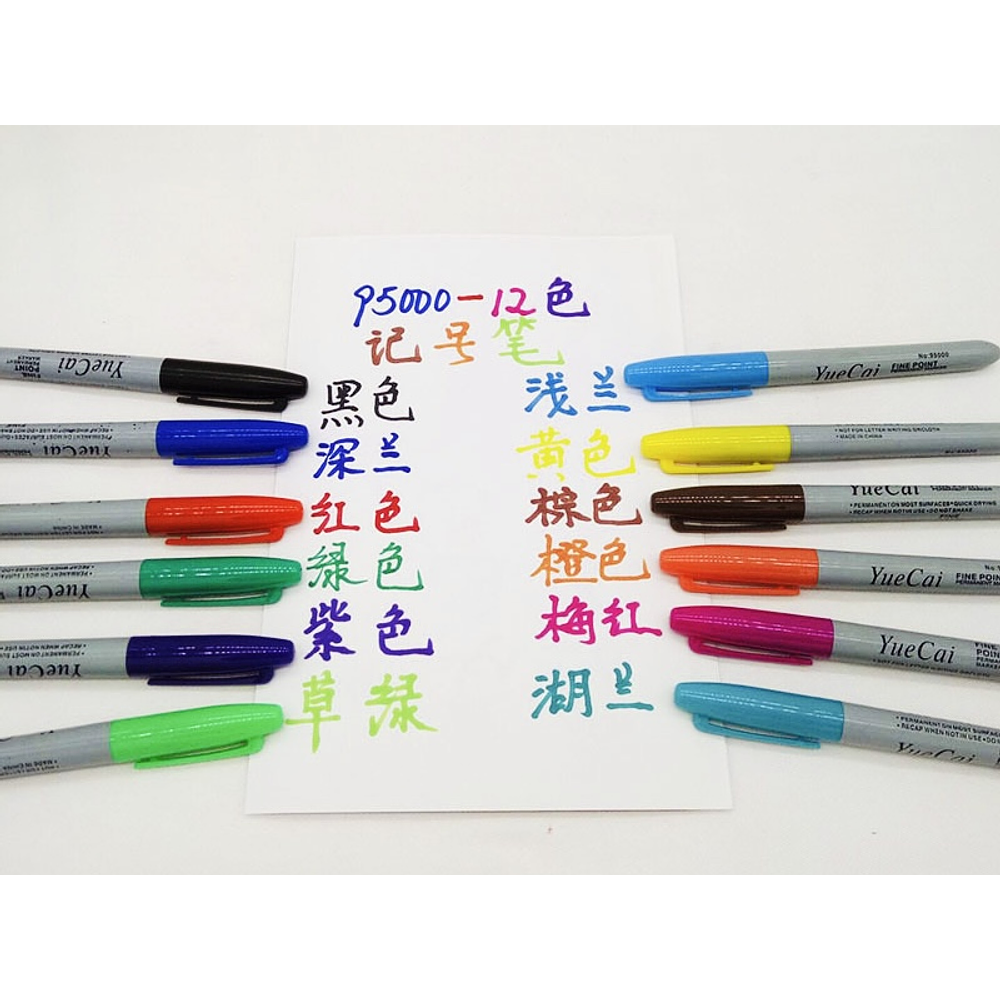 SET 24 MARCADORES PERMANENTES PUNTA GRUESA YUECAI COLORES