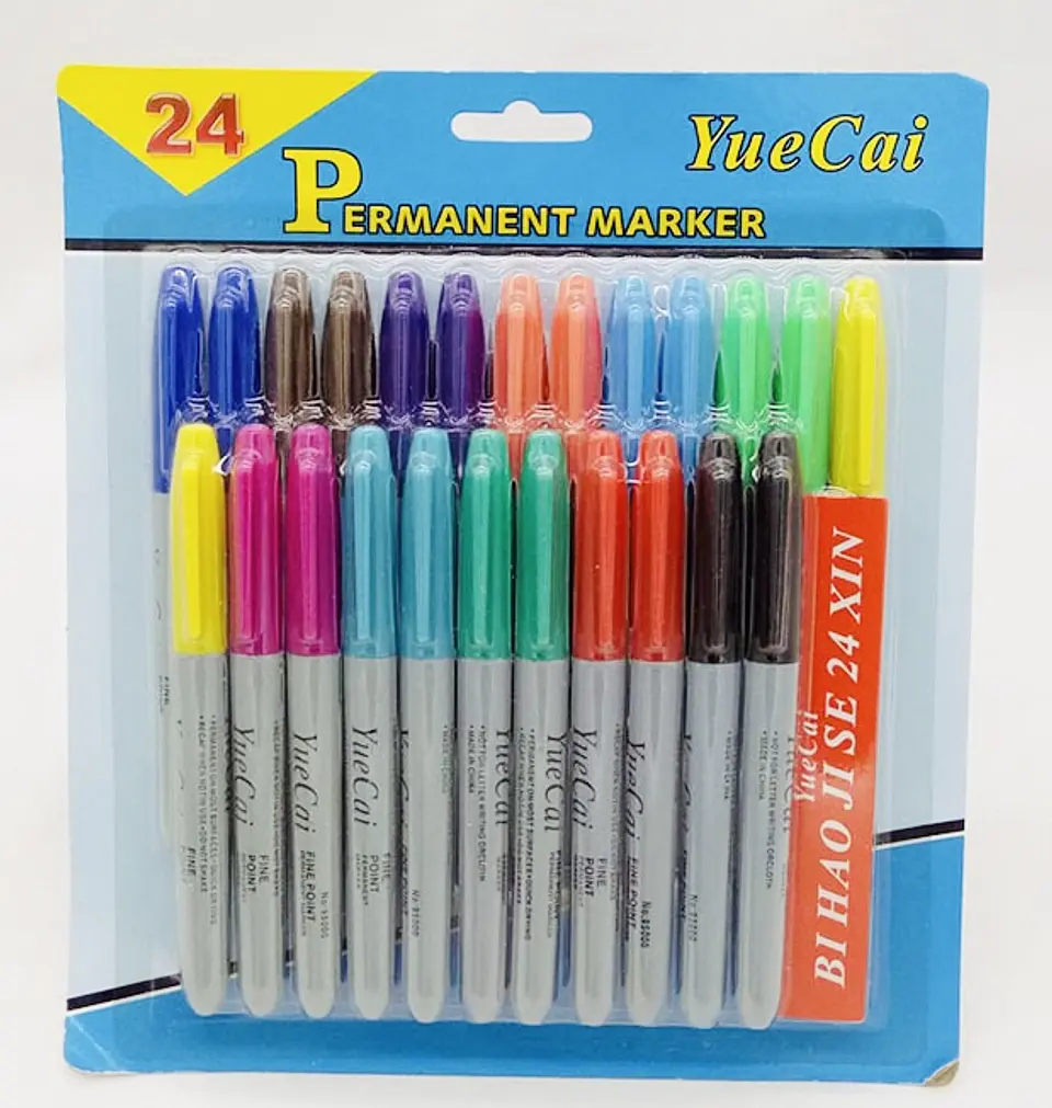 SET 24 MARCADORES PERMANENTES PUNTA GRUESA YUECAI COLORES 1