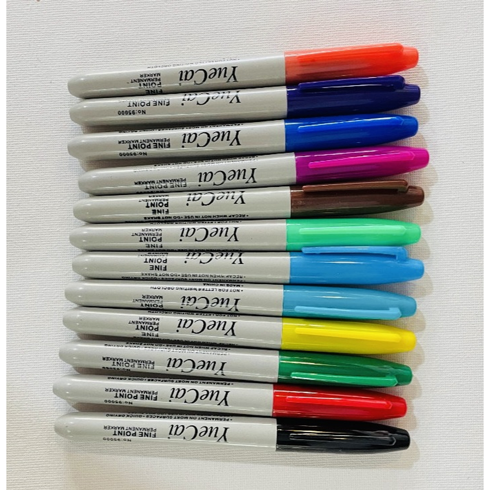 SET 24 MARCADORES PERMANENTES PUNTA GRUESA YUECAI COLORES