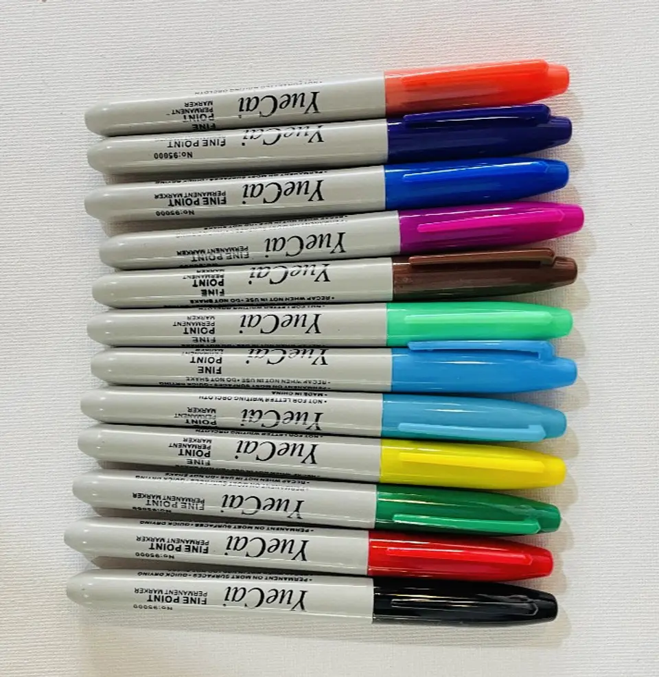 SET 24 MARCADORES PERMANENTES PUNTA GRUESA YUECAI COLORES 4