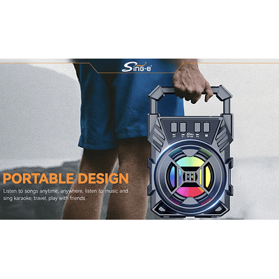 MINI PARLANTE PORTÁTIL BLUETOOTH SING-E BT1305 LUCES MULTICOLOR 