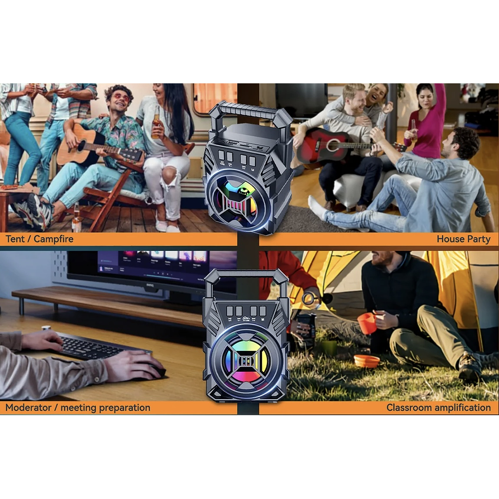 MINI PARLANTE PORTÁTIL BLUETOOTH SING-E BT1305 LUCES MULTICOLOR 