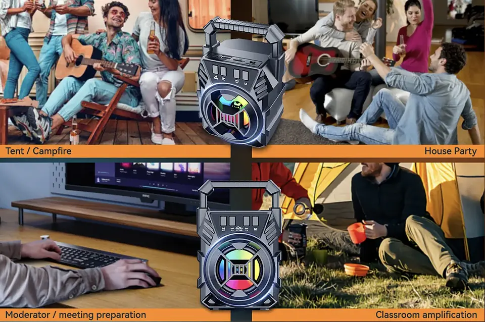 MINI PARLANTE PORTÁTIL BLUETOOTH SING-E BT1305 LUCES MULTICOLOR  6