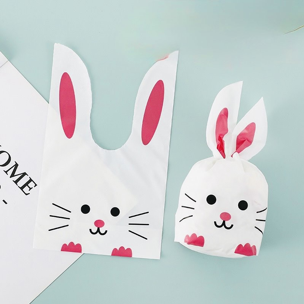 BOLSITA CONEJITO PASCUA 17x10CM PQT 10 UNDS ROSADO