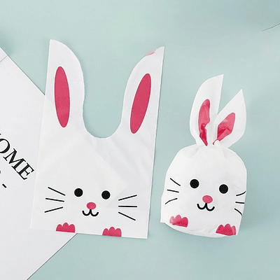 BOLSITA CONEJITO PASCUA 17x10CM PQT 10 UNDS ROSADO