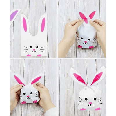 BOLSITA CONEJITO PASCUA 17x10CM PQT 10 UNDS ROSADO