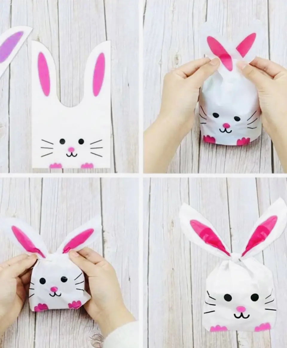 BOLSITA CONEJITO PASCUA 17x10CM PQT 10 UNDS ROSADO 1