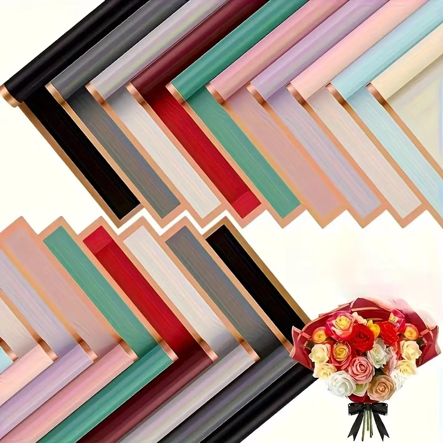 PAPEL COREANO CON BORDE DORADO PQTE 20 PZS  7