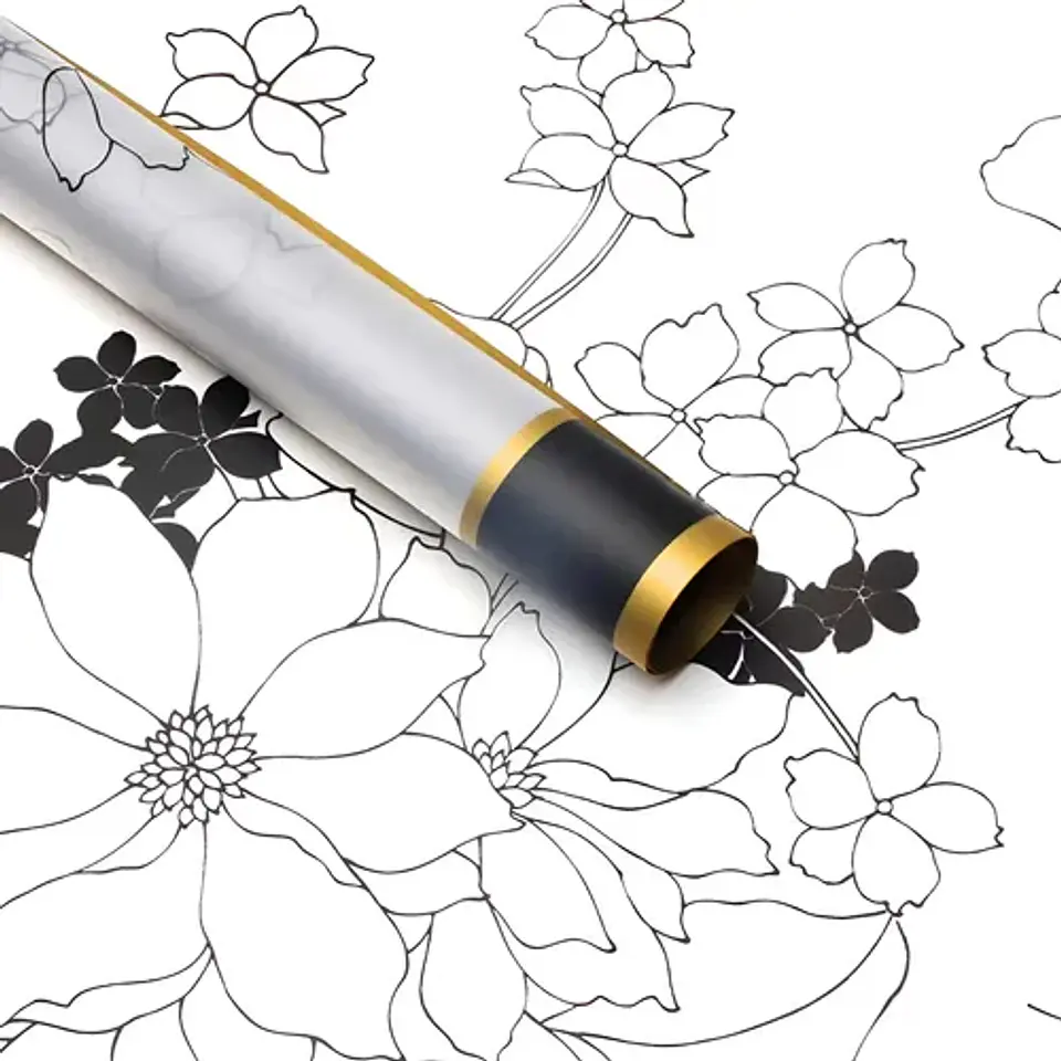 PAPEL COREANO CON DISEÑO Y BORDE DORADO  6