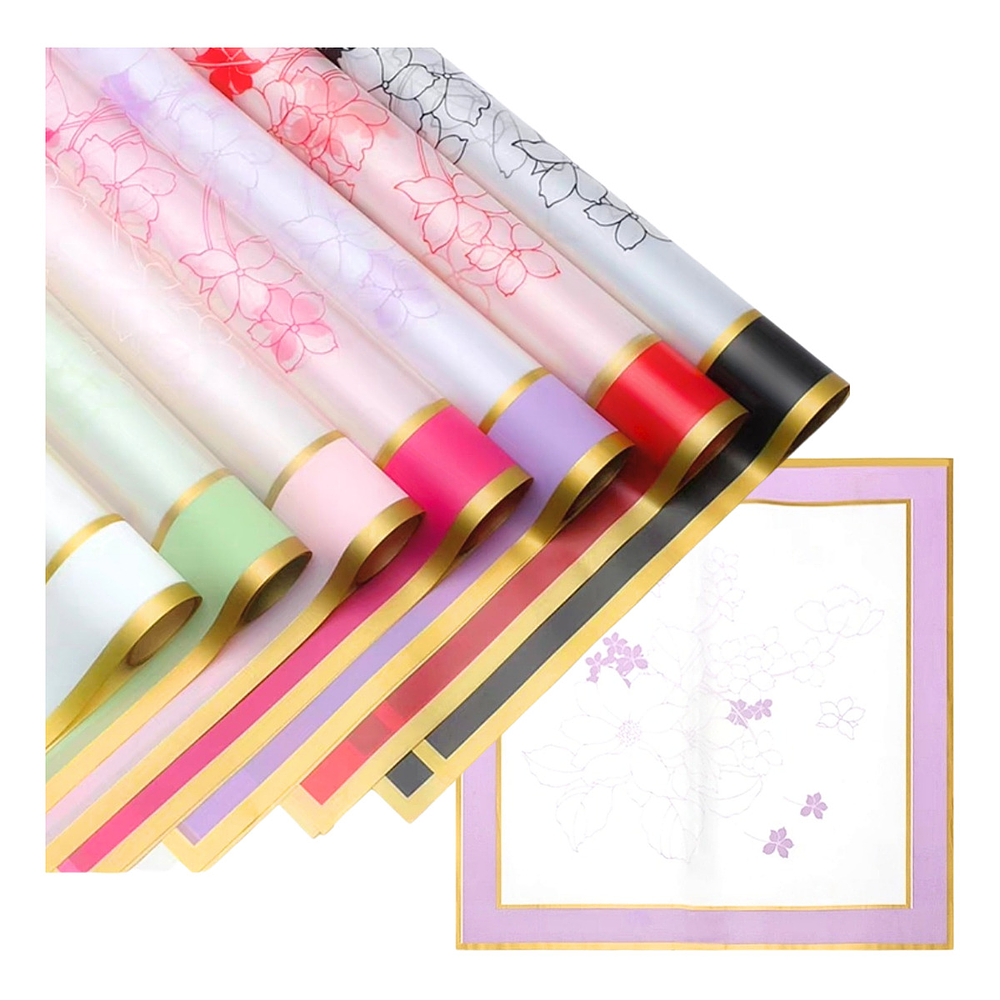 PAPEL COREANO CON DISEÑO Y BORDE DORADO 