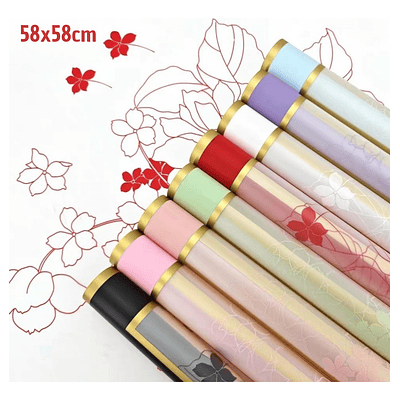 PAPEL COREANO CON DISEÑO Y BORDE DORADO 