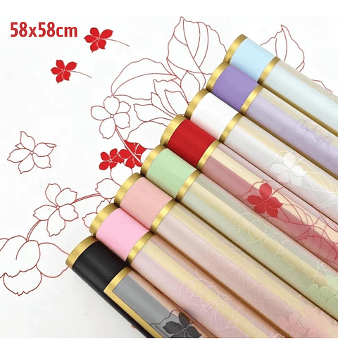 PAPEL COREANO CON DISEÑO Y BORDE DORADO 