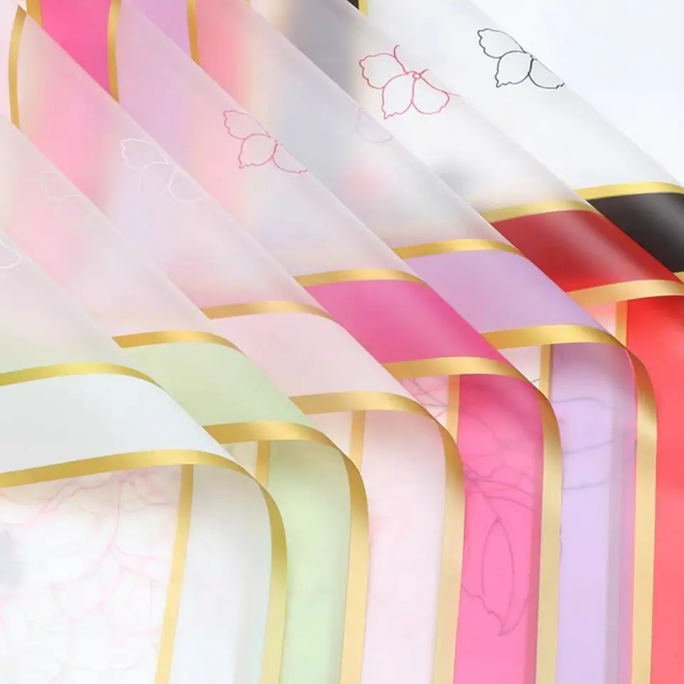 PAPEL COREANO CON DISEÑO Y BORDE DORADO  13