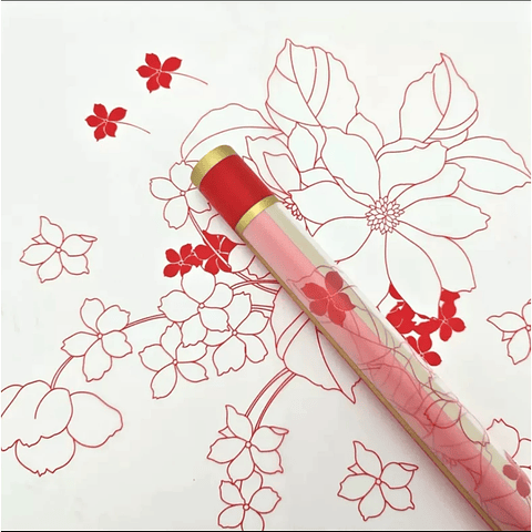 PAPEL COREANO CON DISEÑO Y BORDE DORADO 