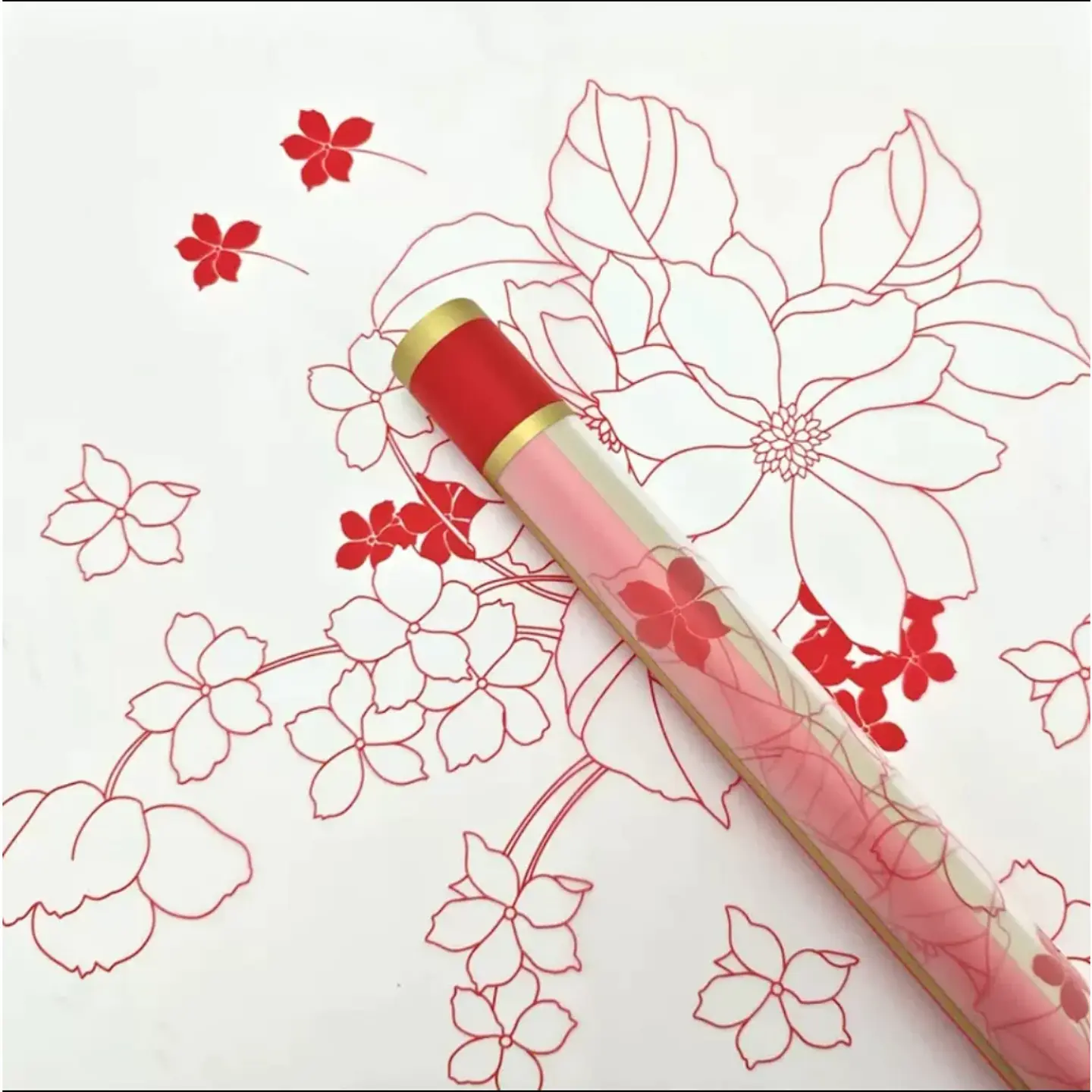 PAPEL COREANO CON DISEÑO Y BORDE DORADO  2