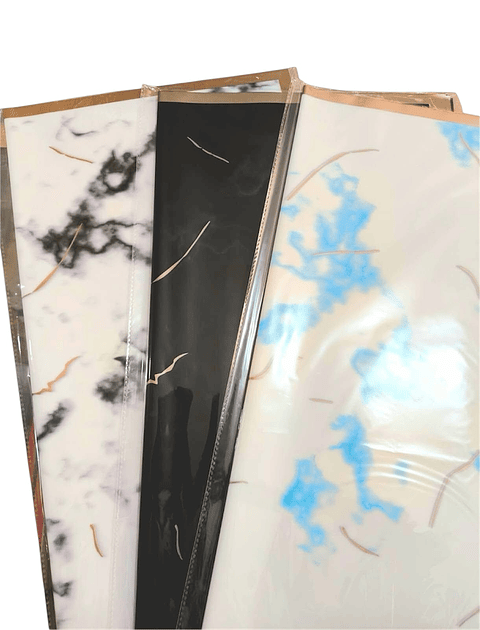 PAPEL COREANO CON DISEÑO MARMOL Y BORDE DORADO