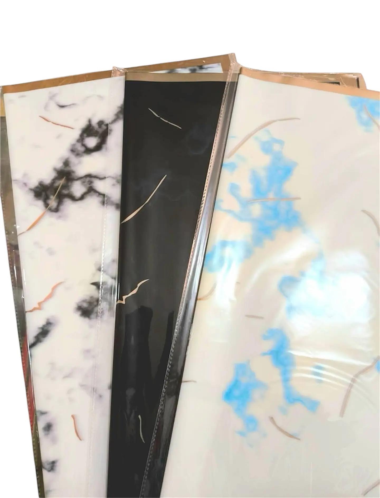 PAPEL COREANO CON DISEÑO MARMOL Y BORDE DORADO 2