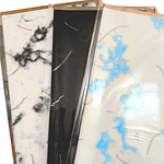 PAPEL COREANO CON DISEÑO MARMOL Y BORDE DORADO