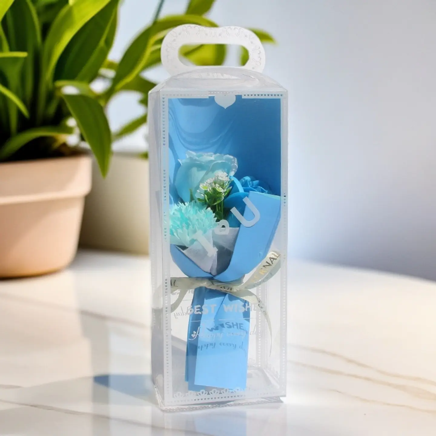 RAMO ROSAS CON LUCES EN CAJITA  1