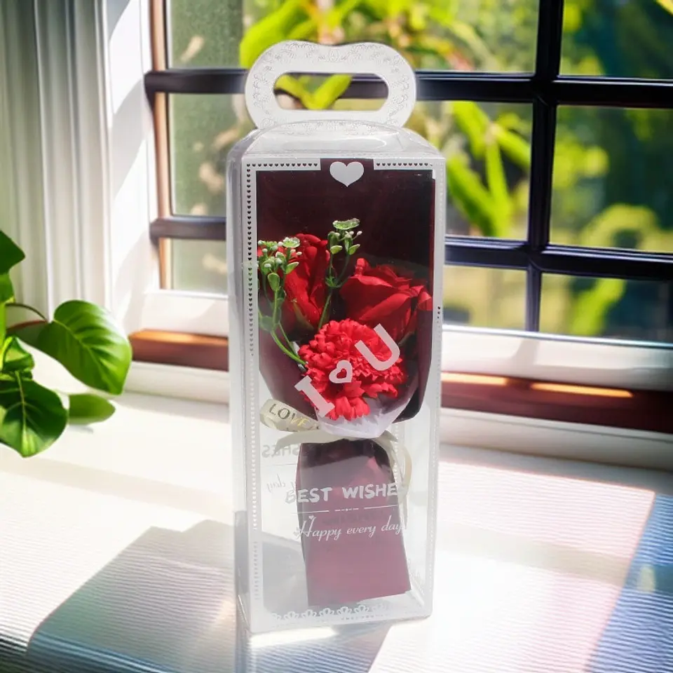 RAMO ROSAS CON LUCES EN CAJITA  2