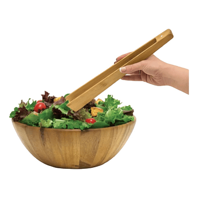 SET UTENSILIOS CON PINZA DE BAMBU EN MALLA BLANCA 