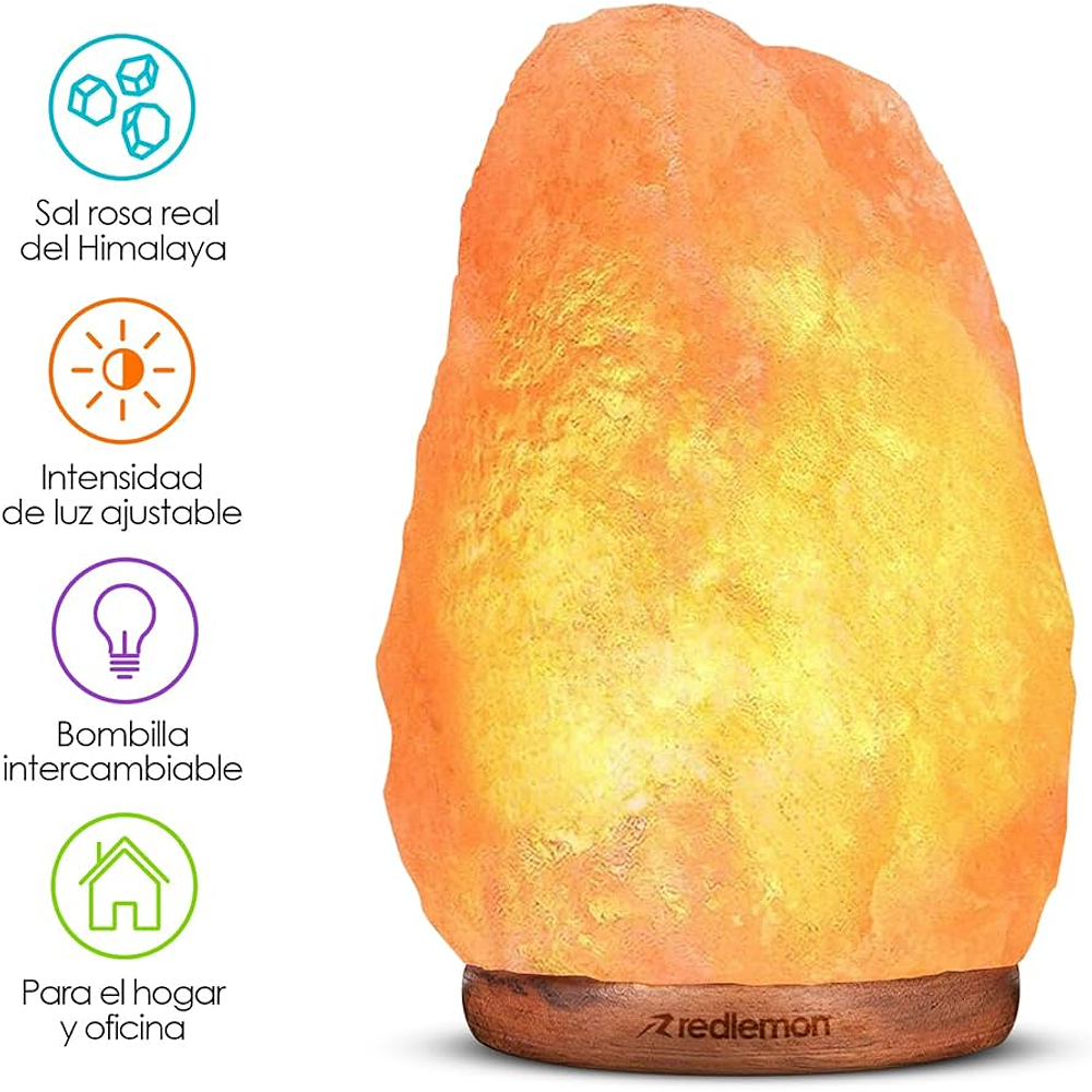 LAMPARA DE SAL DEL HIMALAYA LUZ REGULABLE PIEDRA DE 2.5 A 3 KILOS 20x13CM