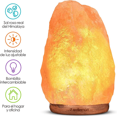 LAMPARA DE SAL DEL HIMALAYA LUZ REGULABLE PIEDRA DE 2.5 A 3 KILOS 20x13CM