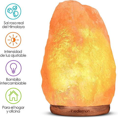 LAMPARA DE SAL DEL HIMALAYA LUZ REGULABLE PIEDRA DE 2.5 A 3 KILOS 20x13CM