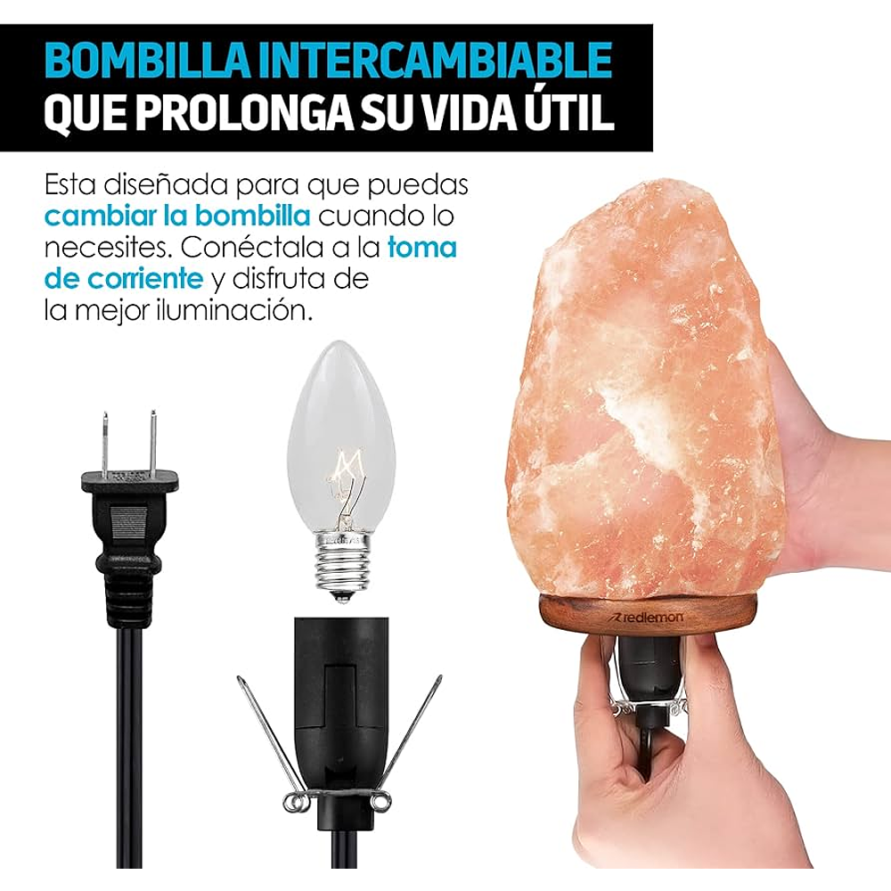 LAMPARA DE SAL DEL HIMALAYA LUZ REGULABLE PIEDRA DE 2.5 A 3 KILOS 20x13CM