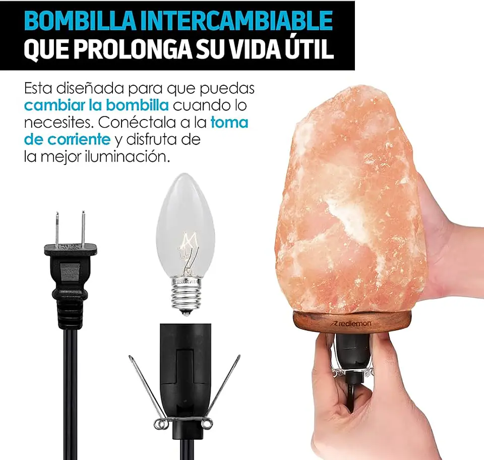 LAMPARA DE SAL DEL HIMALAYA LUZ REGULABLE PIEDRA DE 2.5 A 3 KILOS 20x13CM 4