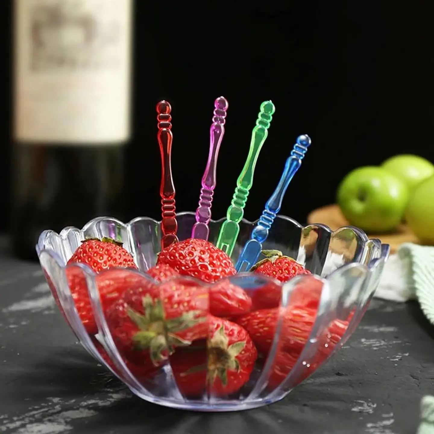 MINI TENEDOR DESECHABLE DE PLÁSTICO PARA COCTELES 10CM 50 PCS 2