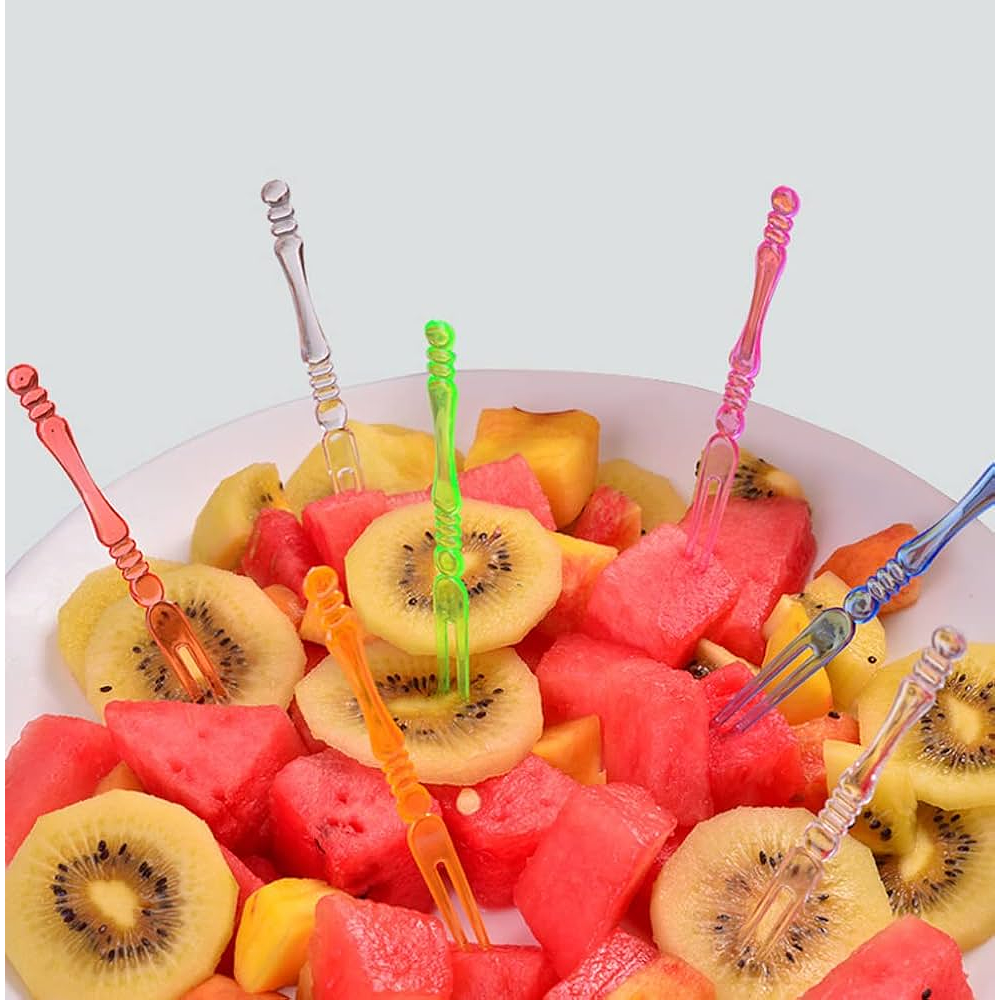 MINI TENEDOR DESECHABLE DE PLÁSTICO PARA COCTELES 10CM