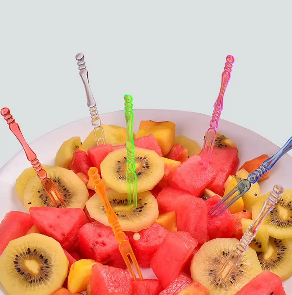 MINI TENEDOR DESECHABLE DE PLÁSTICO PARA COCTELES 10CM 50 PCS 3