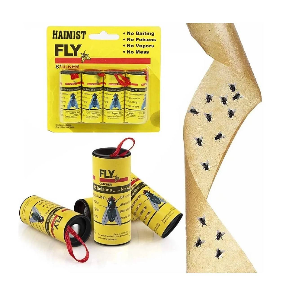 CINTA ATRAPA MOSCAS Y MOSQUITOS PQT 4UNDS