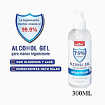 ALCOHOL GEL ANTIBACTERIANO 75% CON DISPENSADOR 300ML 