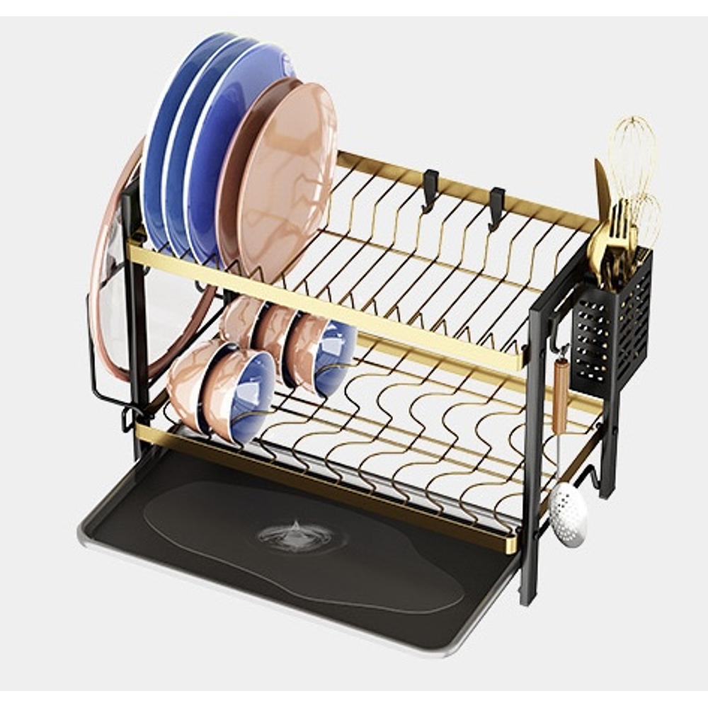 RACK METALICO ORGANIZADOR PARA PLATOS DE 2 PISOS 