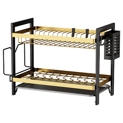 RACK METALICO ORGANIZADOR PARA PLATOS DE 2 PISOS 46x33CM