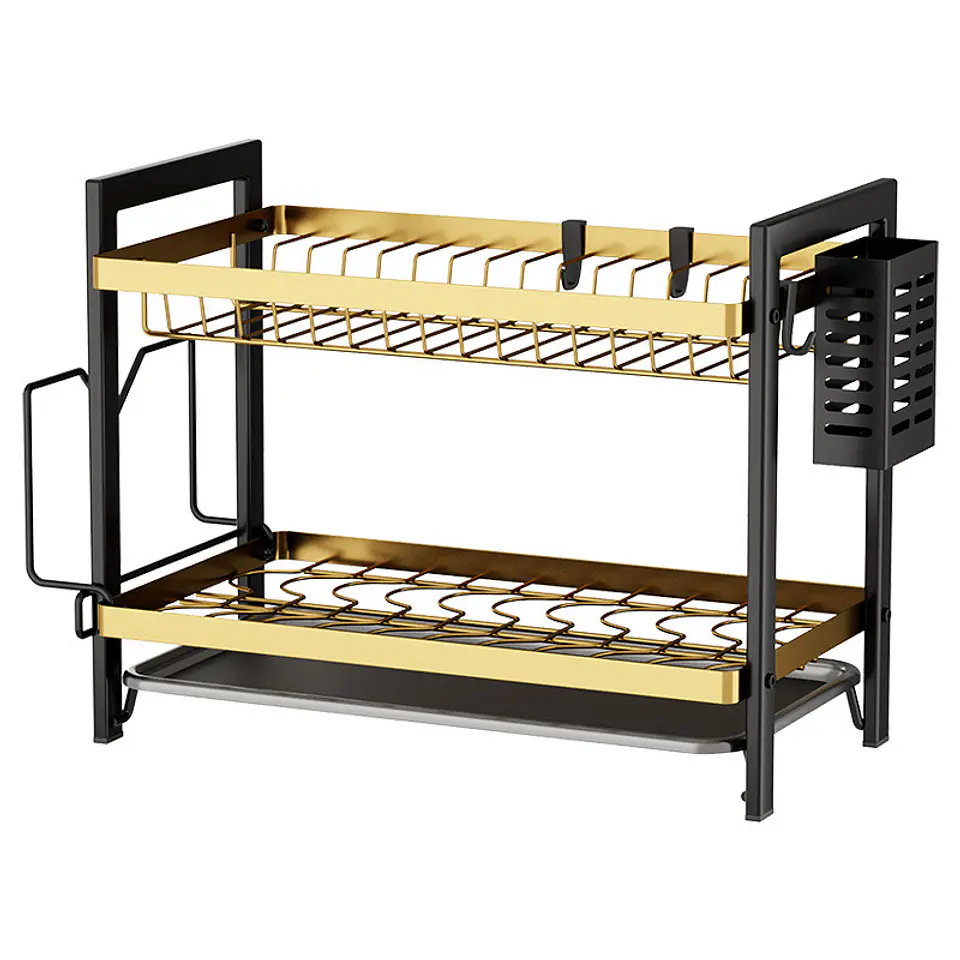 RACK METALICO ORGANIZADOR PARA PLATOS DE 2 PISOS 46x33CM 2