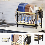 RACK METALICO ORGANIZADOR PARA PLATOS DE 2 PISOS 