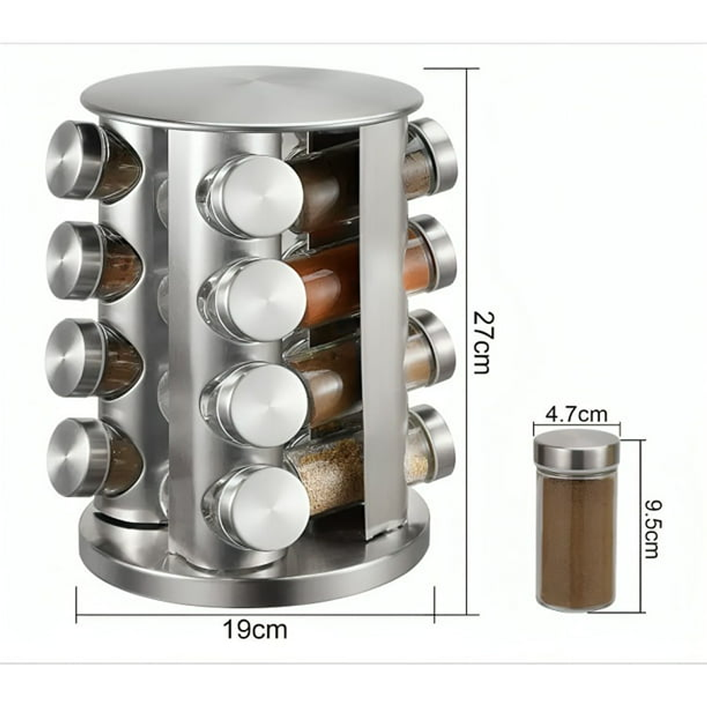 SET CONDIMENTERO ESPECIERO GIRATORIO COCINA DE 16PZS