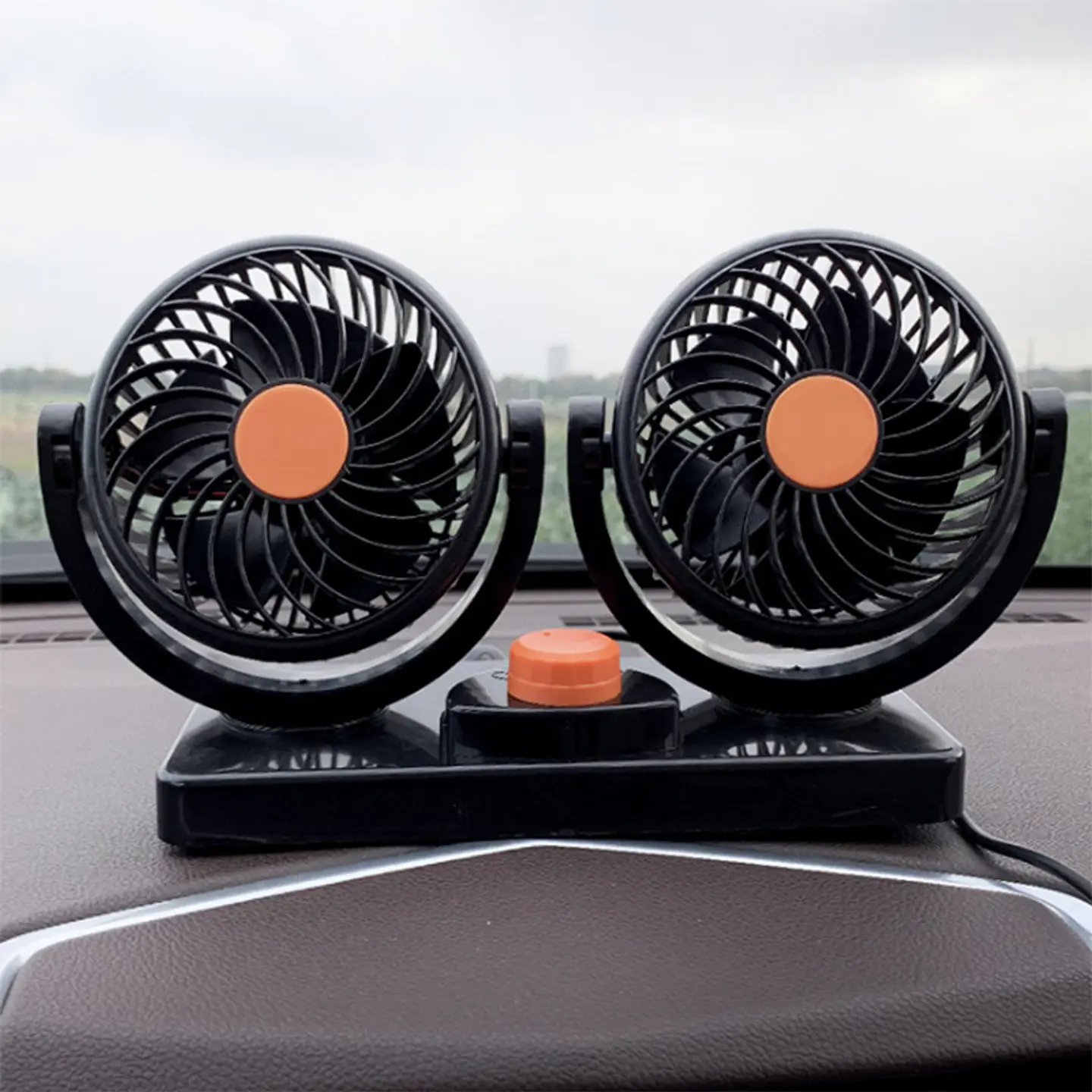 MINI VENTILADOR DOBLE PARA AUTO 12V 360GRADOS 5