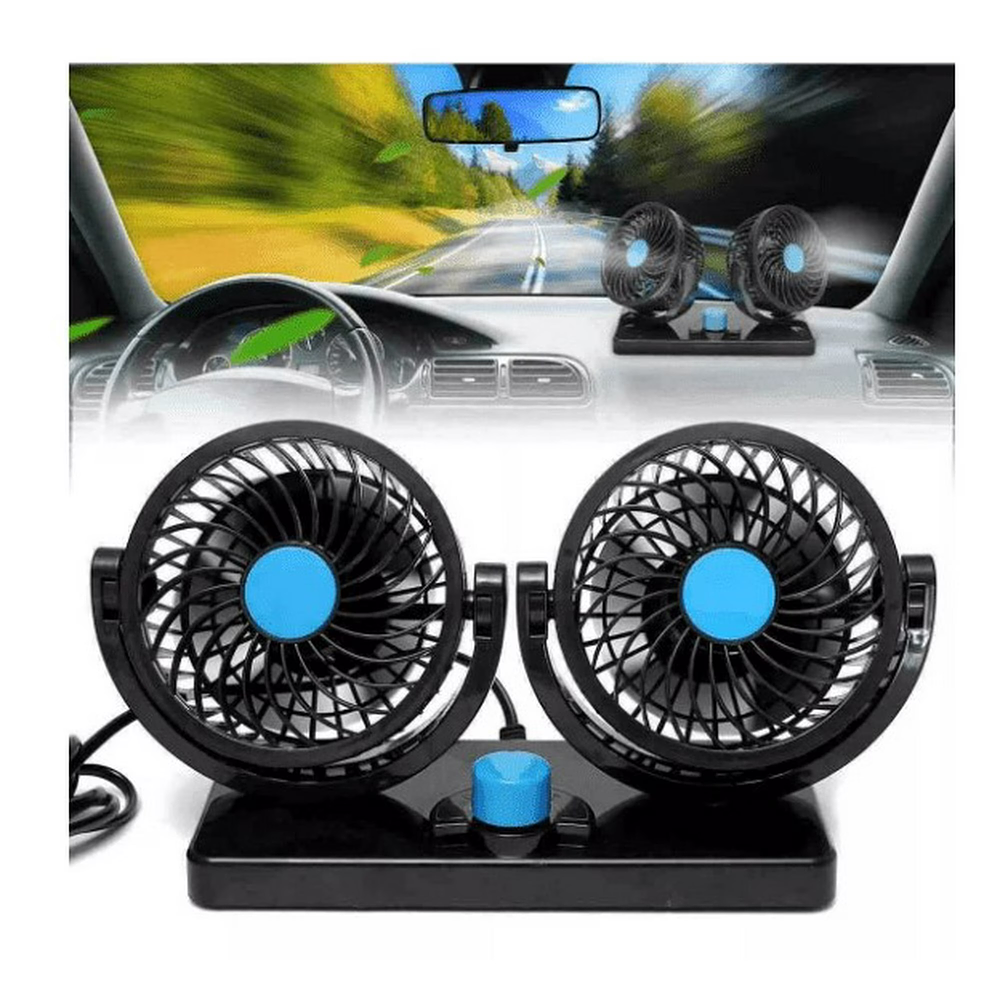 MINI VENTILADOR DOBLE PARA AUTO 12V 360GRADOS