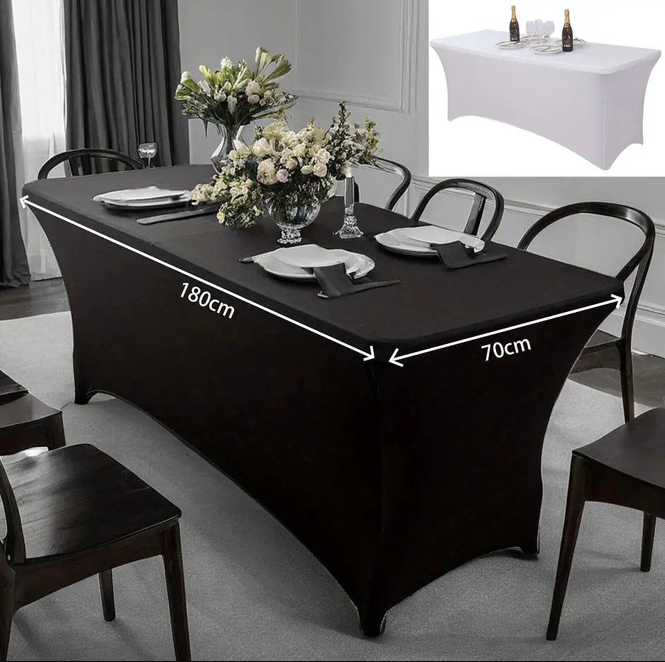 FUNDA MANTEL DE MESA SPANDEX 180x70CM NEGRO 1