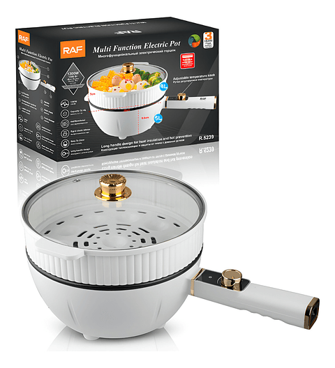 OLLA ELECTRICA VAPORERA MULTIFUNCIONAL SARTEN ANTIADHERENTE BLANCO 60