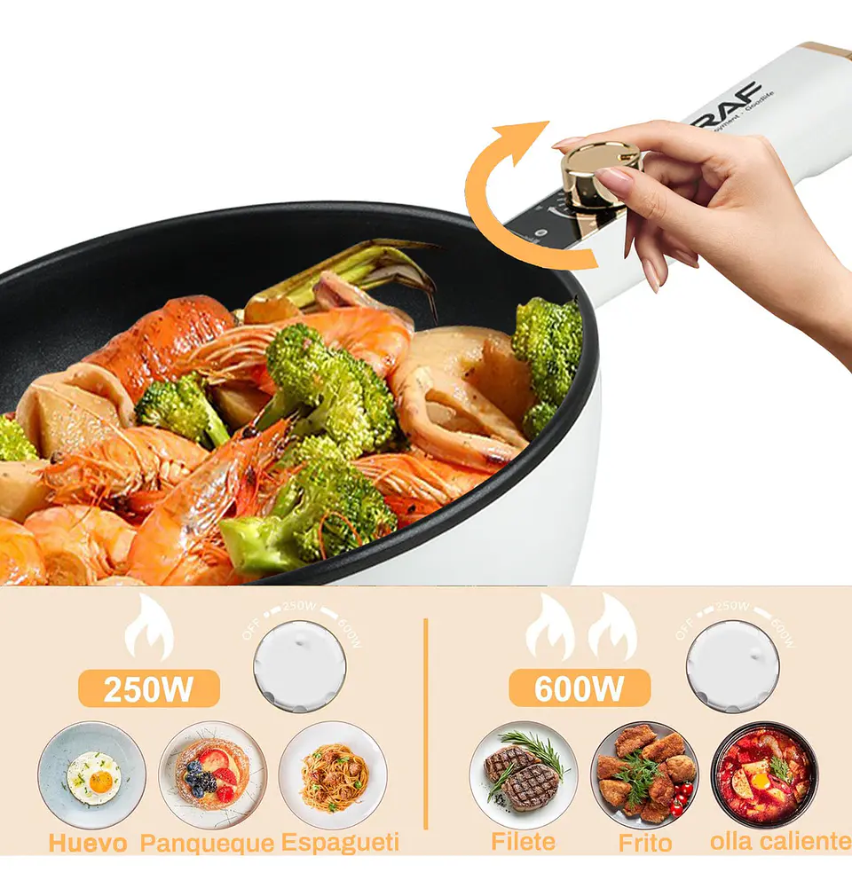 OLLA ELECTRICA VAPORERA MULTIFUNCIONAL SARTEN ANTIADHERENTE BLANCO 60 3