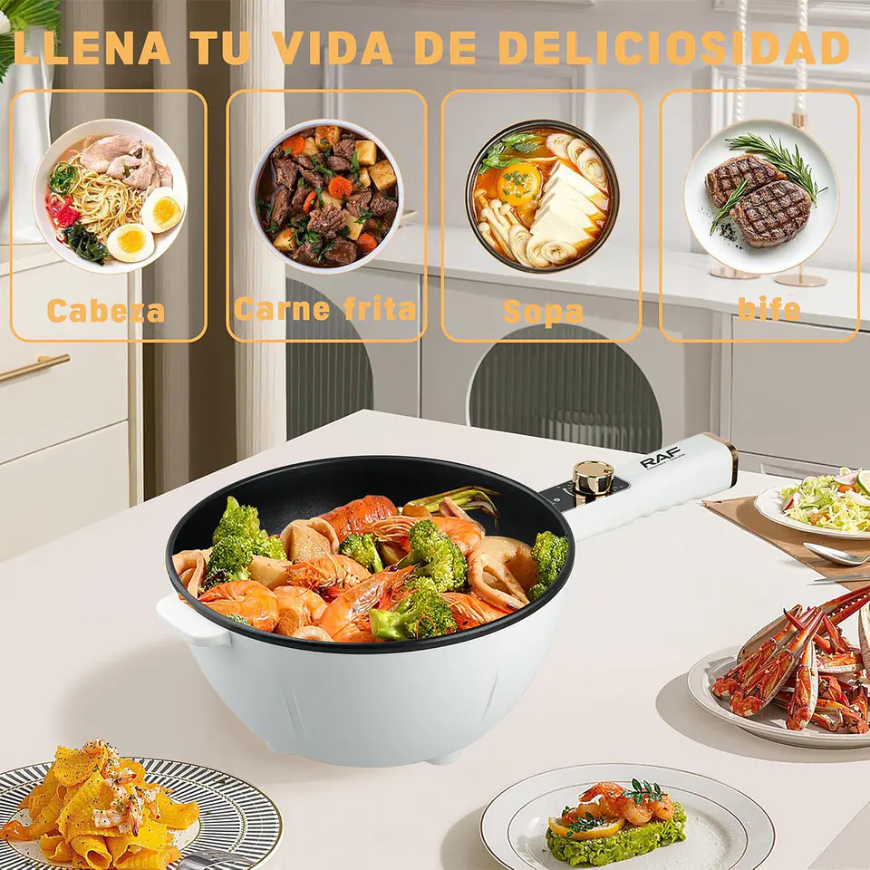 OLLA ELECTRICA VAPORERA MULTIFUNCIONAL SARTEN ANTIADHERENTE BLANCO 60 4