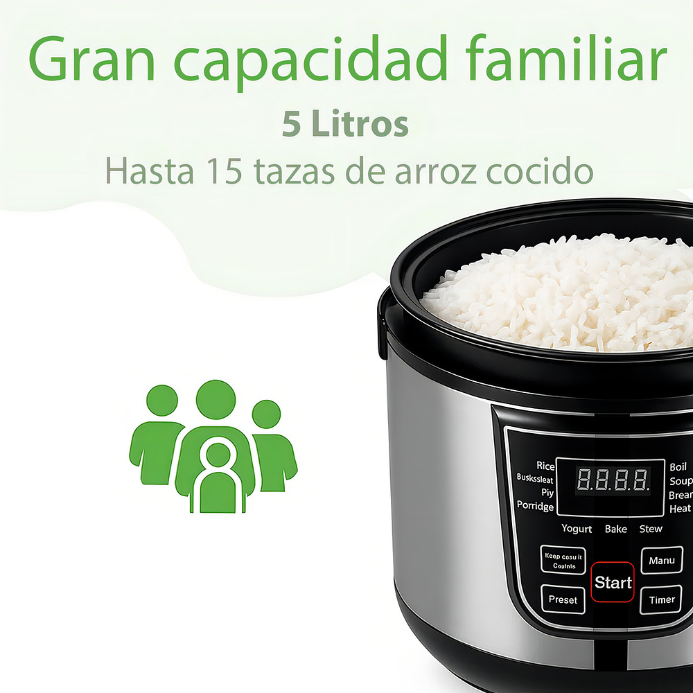 OLLA ARROCERA ELECTRICA MULTIFUNCIONAL DIGITAL ACKILISS 5 LTRS CON 12 FUNCIONES 