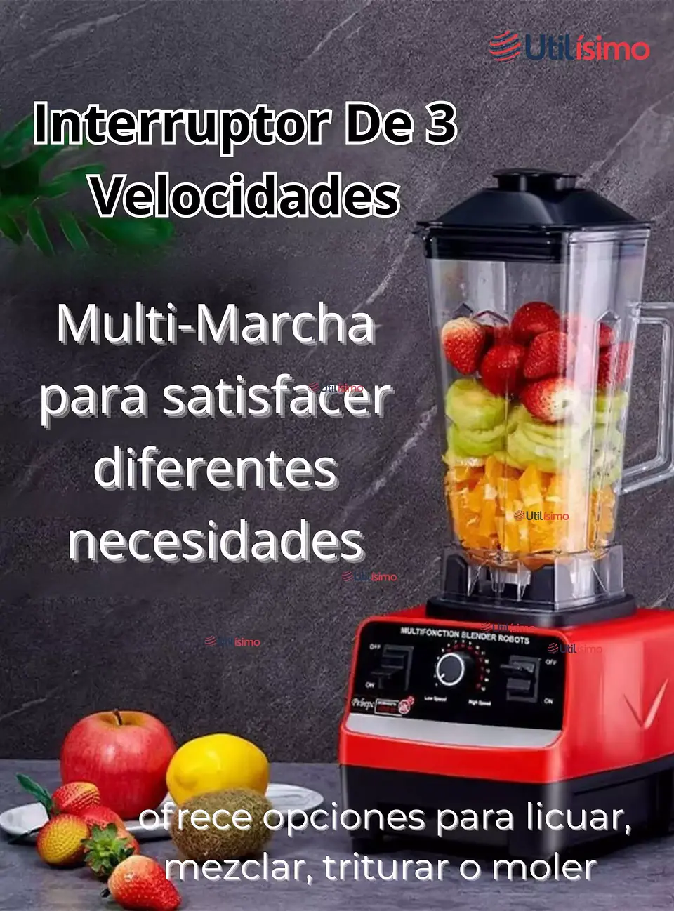 LICUADORA JUGUERA MULTIFUNCIONAL ACKILISS JARRA DE ACRÍLICO 2.5LTRS 2400W DE POTENCIA + MANGO TRITURADOR 4